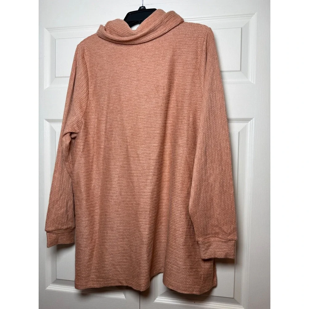 Lane Bryant Cowl Neck Tunic Sweater‎ Coral Ribbed Knit Plus Size 18/20